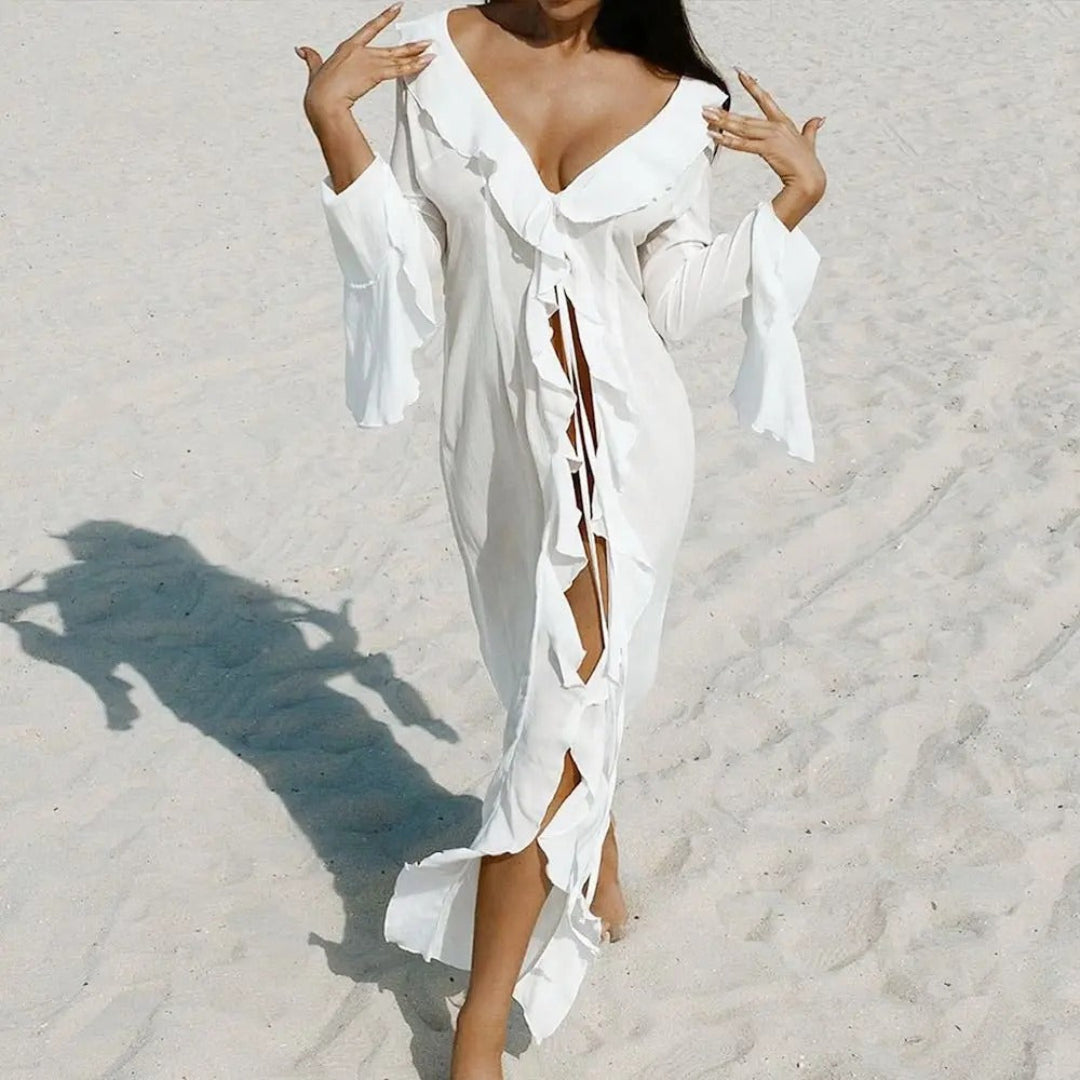 Untamed glow beach dress cover-up for women, lightweight sheer beach dress for swimwear and resort wear
