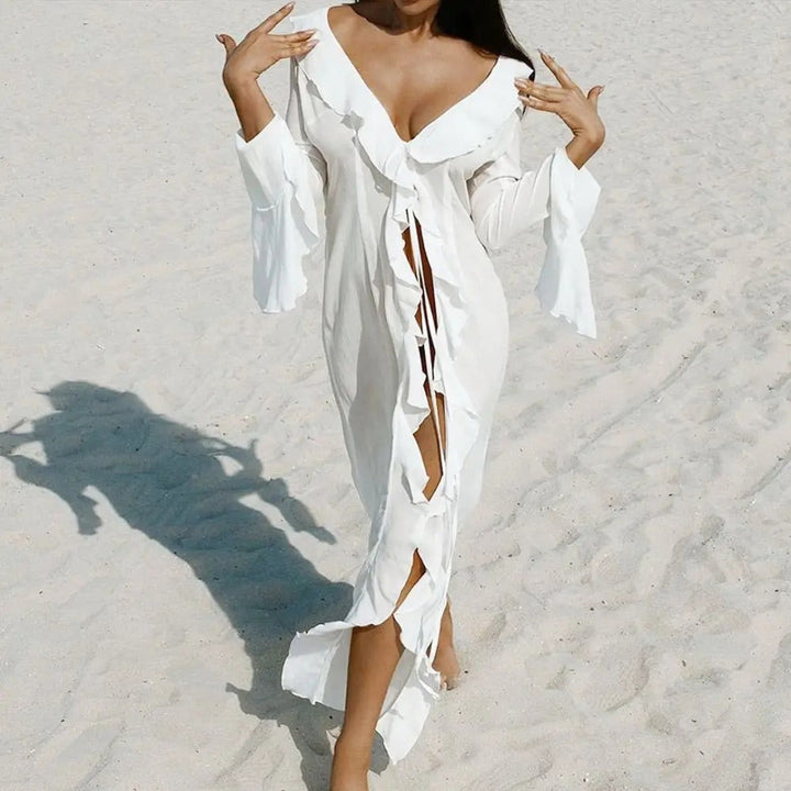 Untamed glow beach dress cover-up for women, lightweight sheer beach dress for swimwear and resort wear