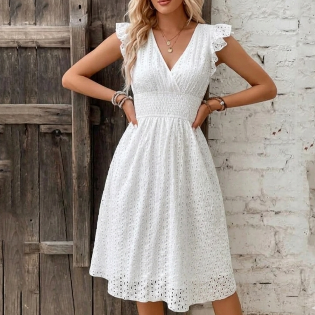 Valora fierce V-neck beach dress for women, stylish lightweight beach dress for summer vacation and resort wear