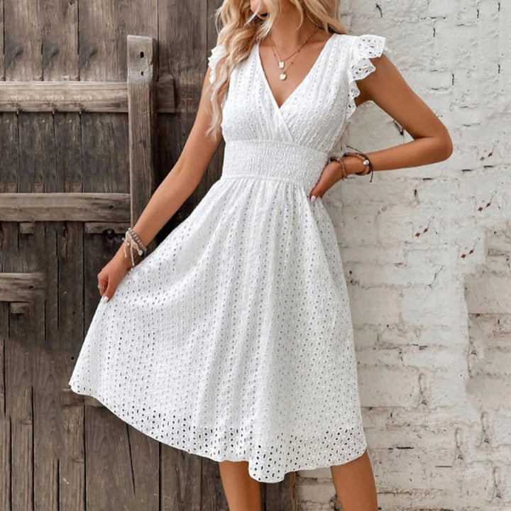 Valora fierce V-neck beach dress for women, stylish lightweight beach dress for summer vacation and resort wear
