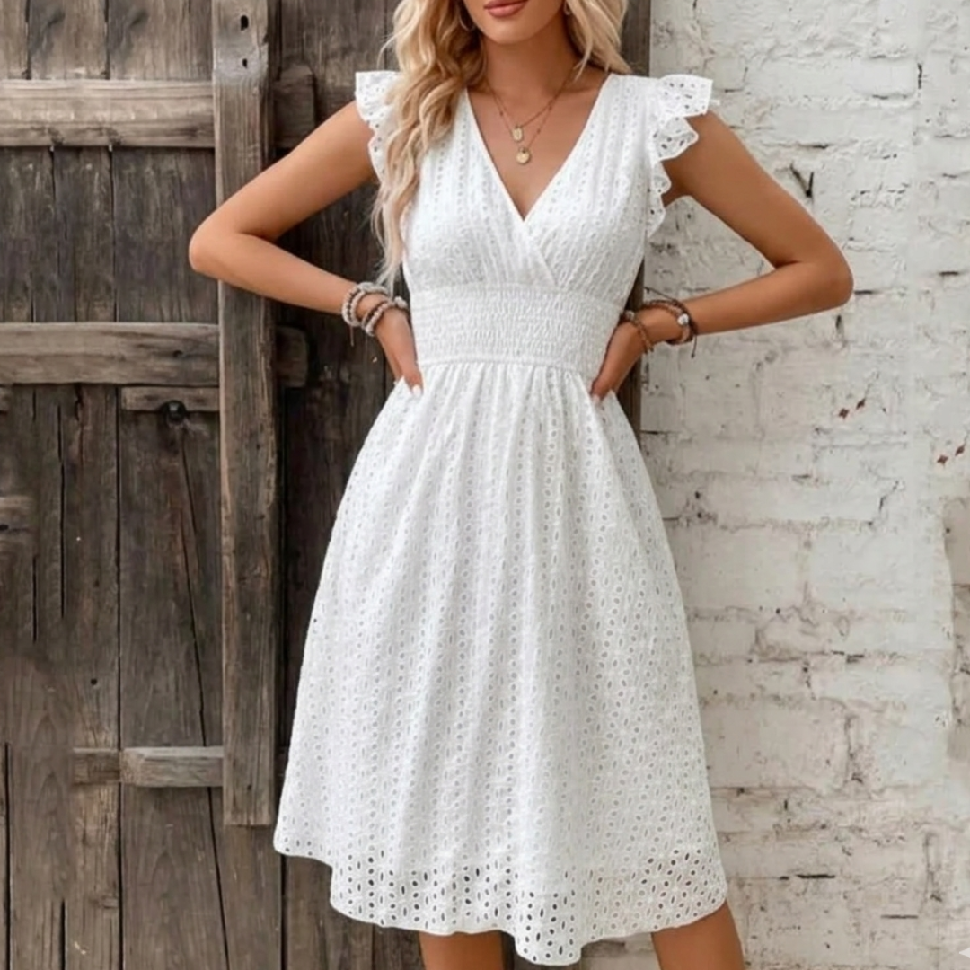 Valora fierce V-neck beach dress for women, stylish lightweight beach dress for summer vacation and resort wear
