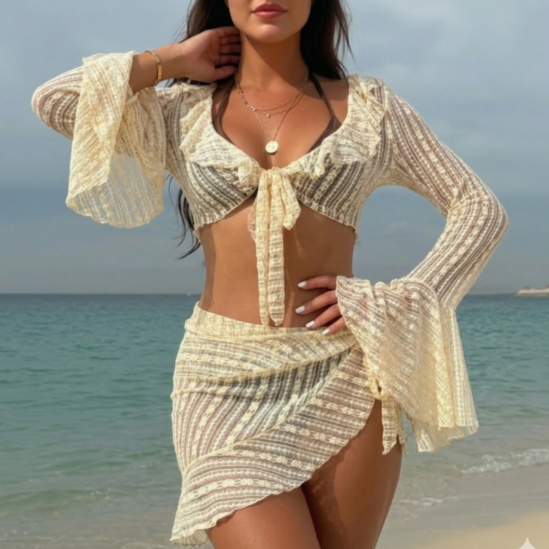 Venom beach 4-piece bikini set for women, trendy multi-piece swimwear set for beach and summer resort wear