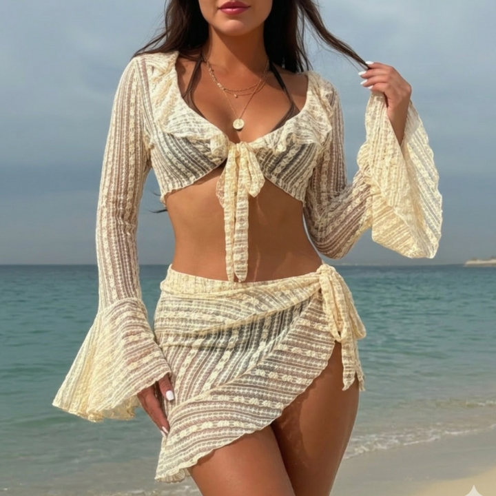 Venom beach 4-piece bikini set for women, trendy multi-piece swimwear set for beach and summer resort wear