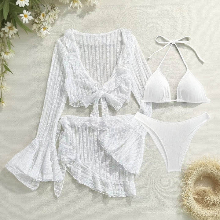 Venom beach 4-piece bikini set for women, trendy multi-piece swimwear set for beach and summer resort wear