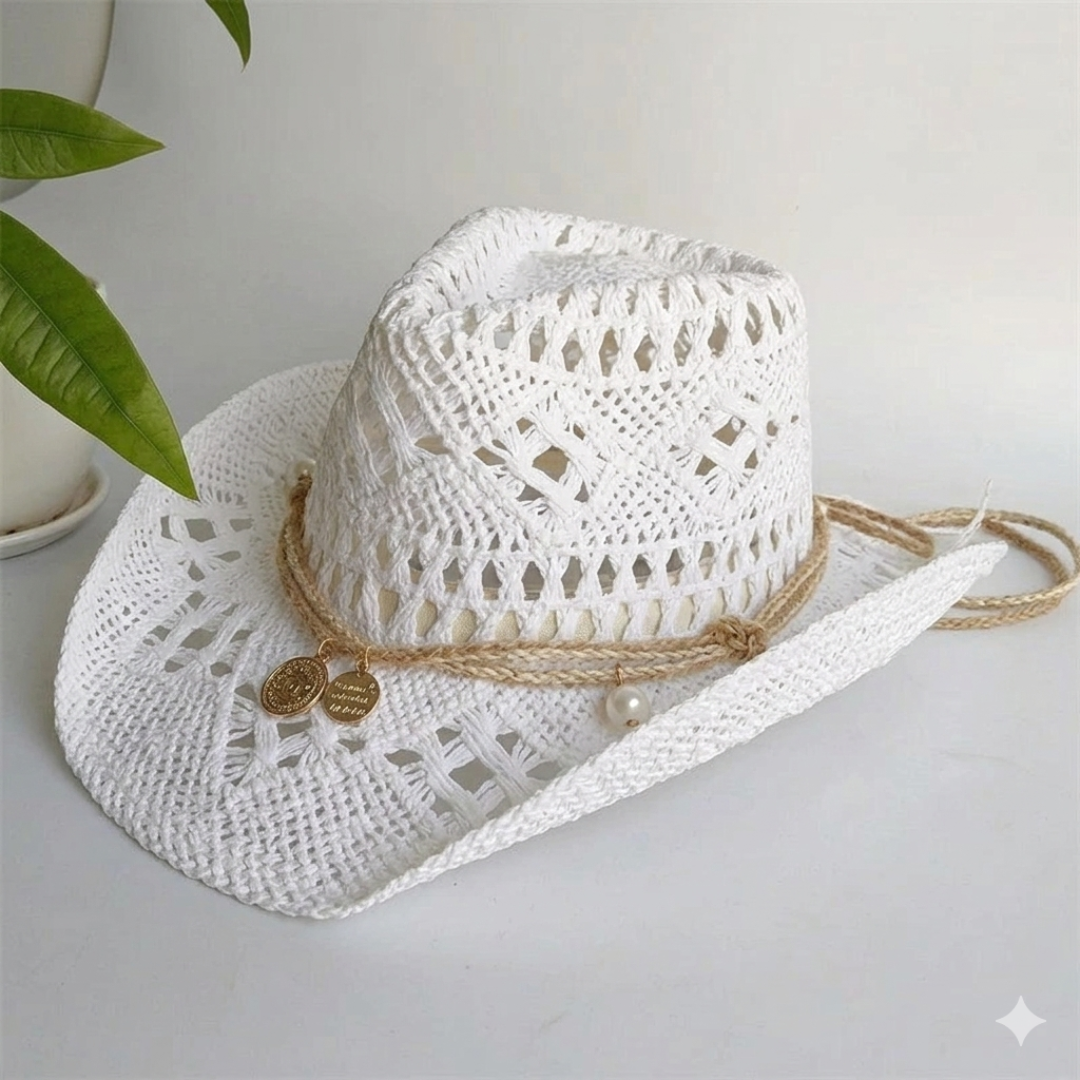 Wild muse straw cowboy hat for women, western-style straw hat for beach, festival, and summer fashion styling