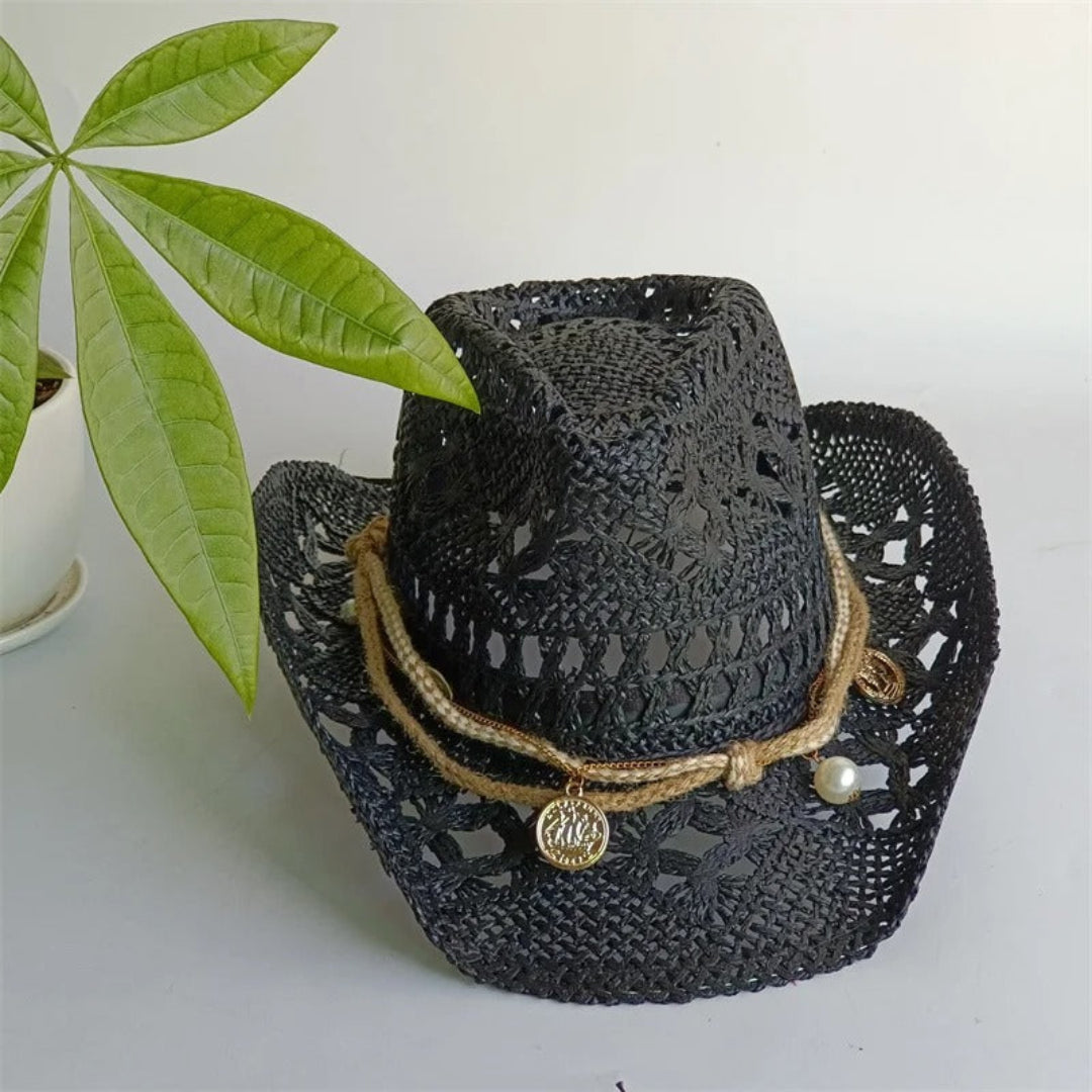 Wild muse straw cowboy hat for women, western-style straw hat for beach, festival, and summer fashion styling