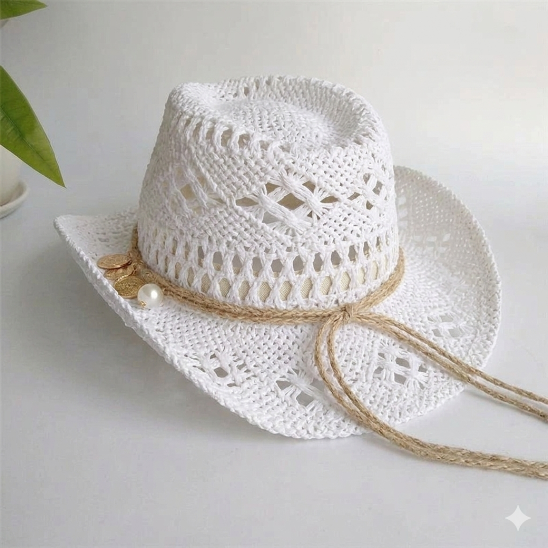 Wild muse straw cowboy hat for women, western-style straw hat for beach, festival, and summer fashion styling