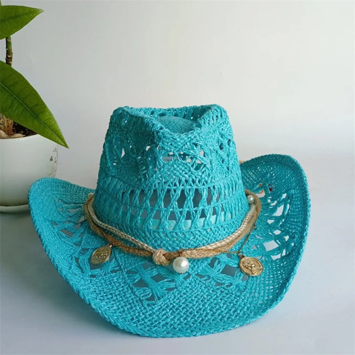 Wild muse straw cowboy hat for women, western-style straw hat for beach, festival, and summer fashion styling