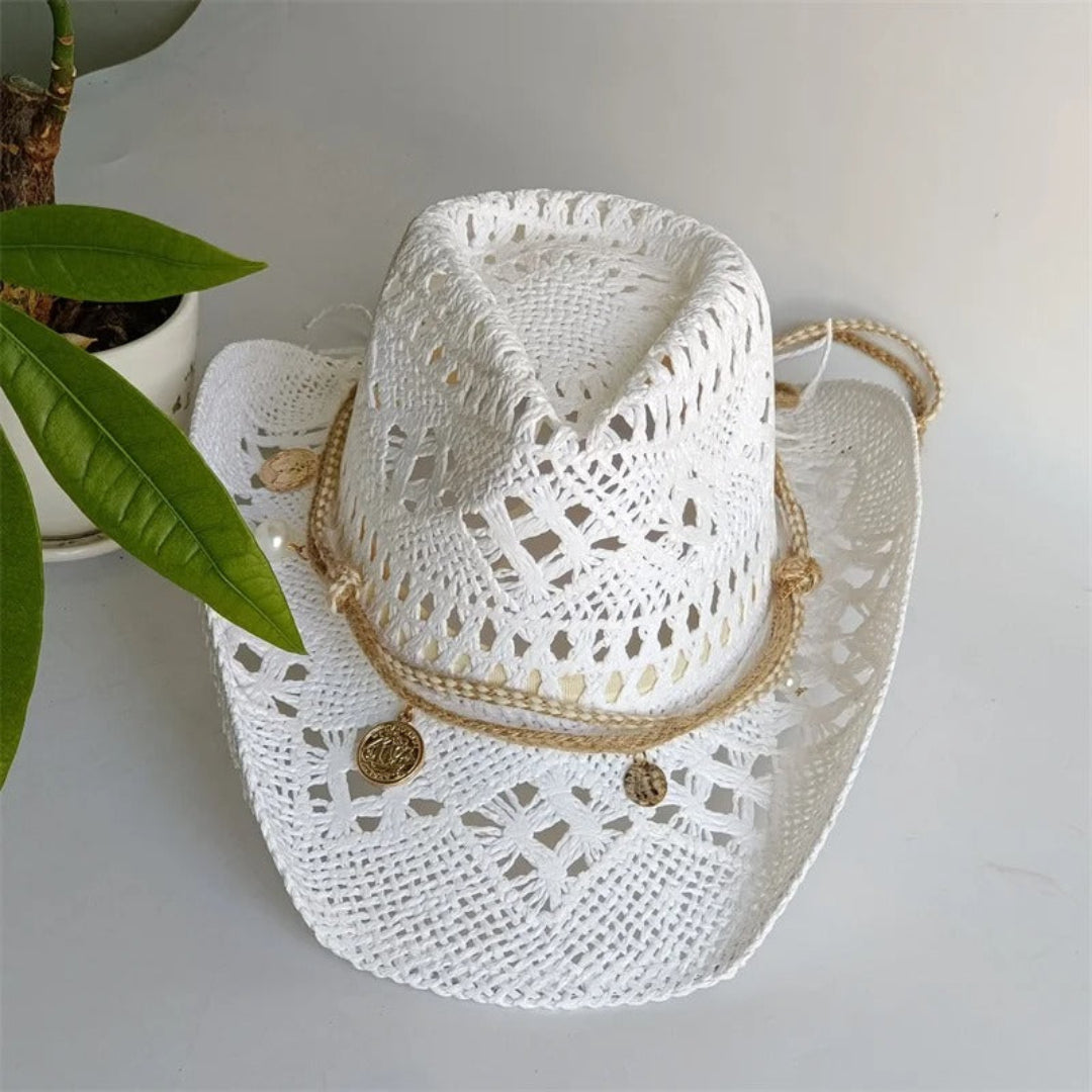 Wild muse straw cowboy hat for women, western-style straw hat for beach, festival, and summer fashion styling